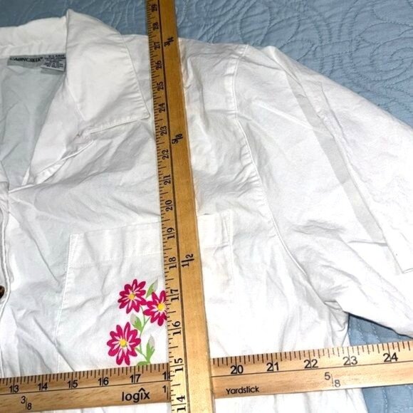Cabin Creek Womens X-Large White Floral Embroidered Button-Up Shirt - Picture 5 of 7